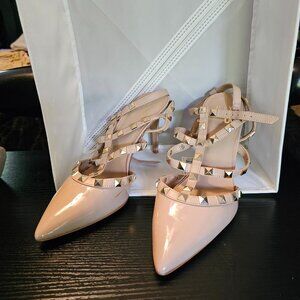 Studded Nude Strap Heels | Size 8.5